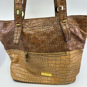Jessica Simpson Brown Crocodile Pattern Tote